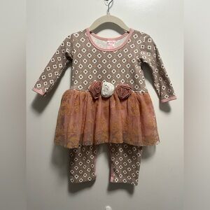 Giggle Moon One Piece with Pinkish-Orange Tulle Skirt size 6 months